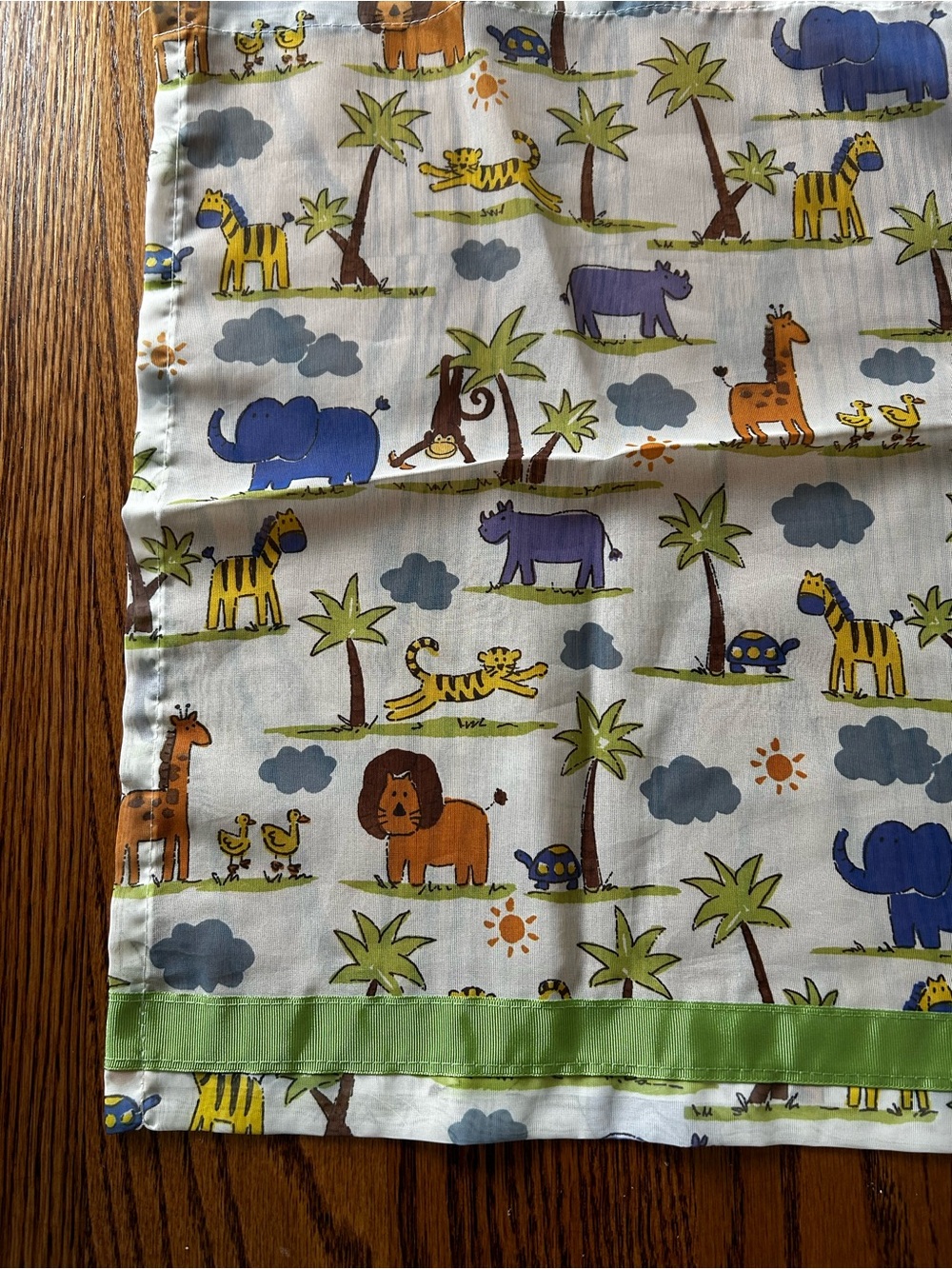 Kids Jungle Safari Animal Curtain Set 2 Panels 2 Valances Lion Elephant Giraffe
